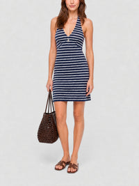 Robe rayée éponge à détail 4G - Navy & Natural