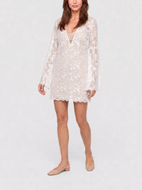 Robe en dentelle à détail 4G - Ecru