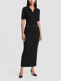 Robe polo Voyou en laine - Black