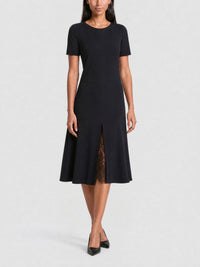 Robe manches courtes à dentelle - Black