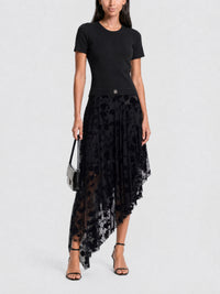 Robe en tulle 4G Flowers à volants asymétriques - Black