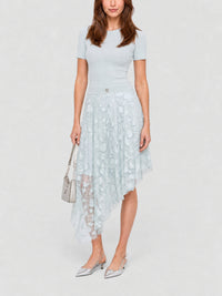 Robe en tulle 4G Flowers à volants asymétriques - Green & White