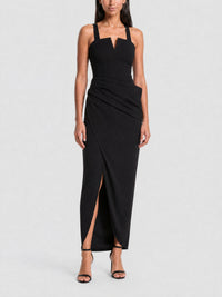 Robe longue drapée sur le côté - Black