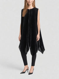 Robe plissée en soie à détail 4G Liquid - Black