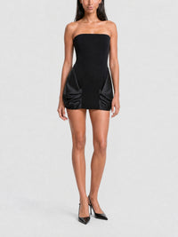 Mini-robe dos froncé - Black