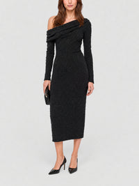 Robe épaules dénudées en soie mélangée - Black