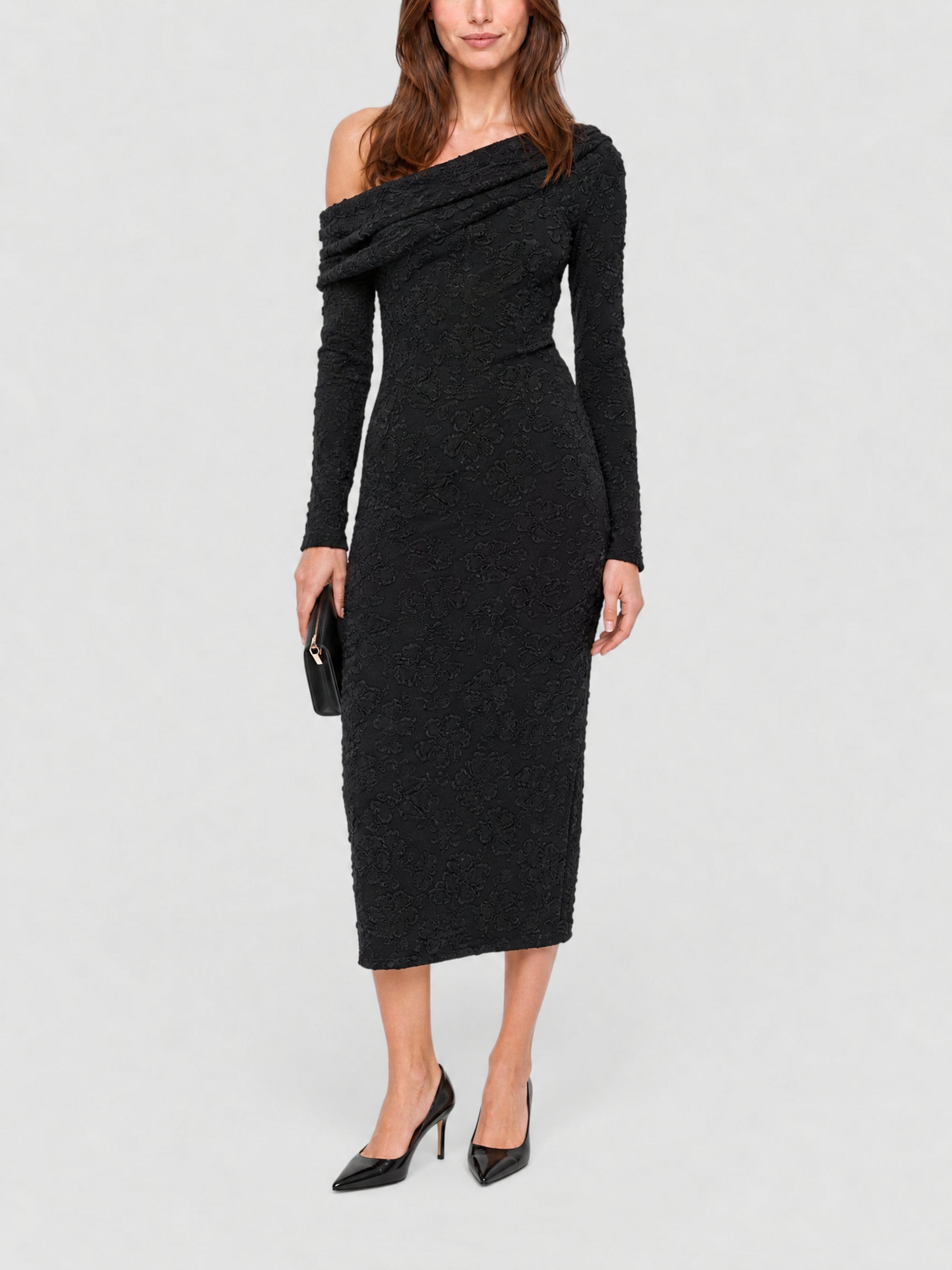 Robe épaules dénudées en soie mélangée - Black