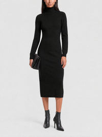 Robe dos ouvert à liens en laine - Black