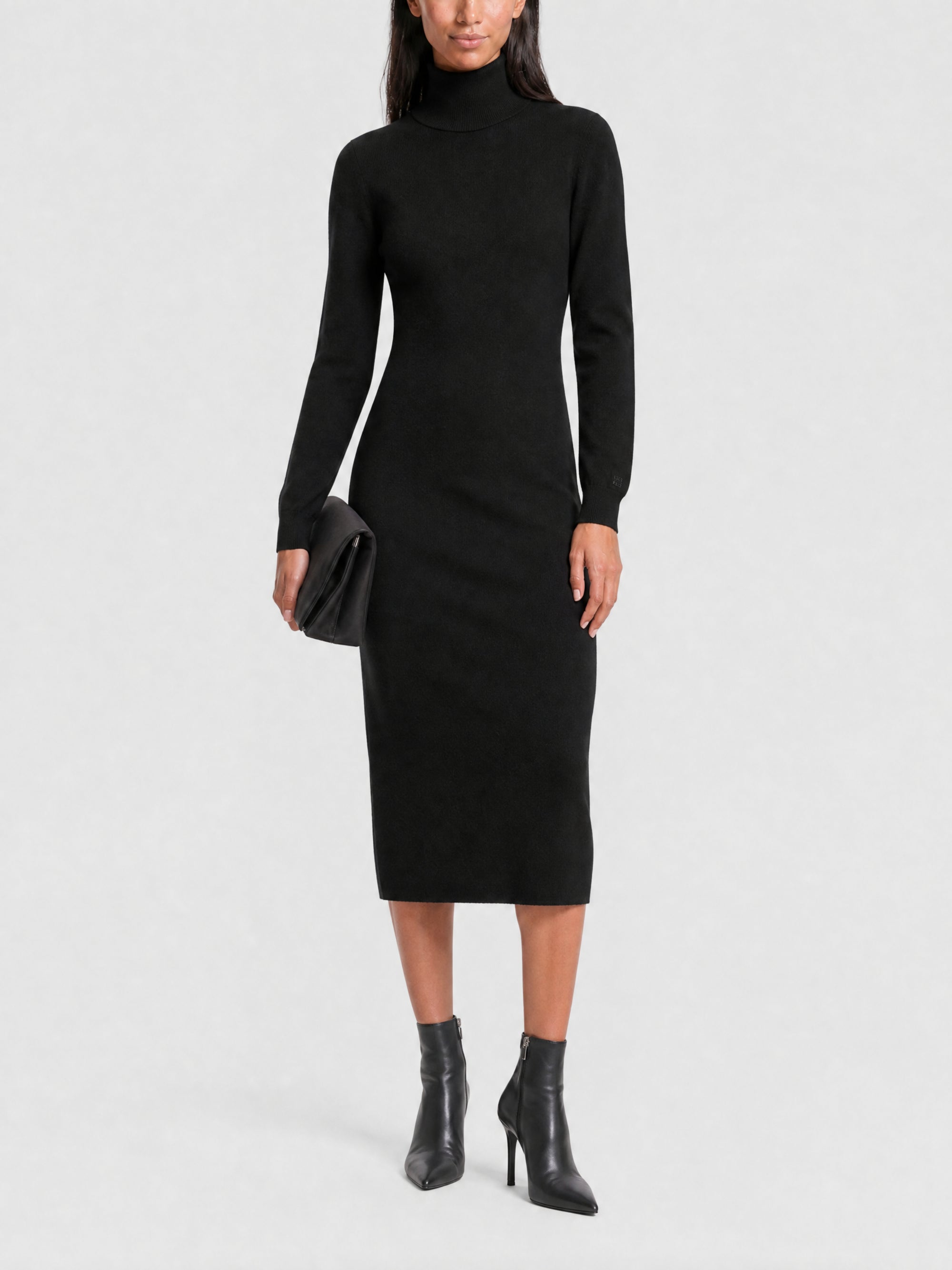 Robe dos ouvert à liens en laine - Black