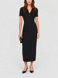 Robe longue à poches manches courtes - Black