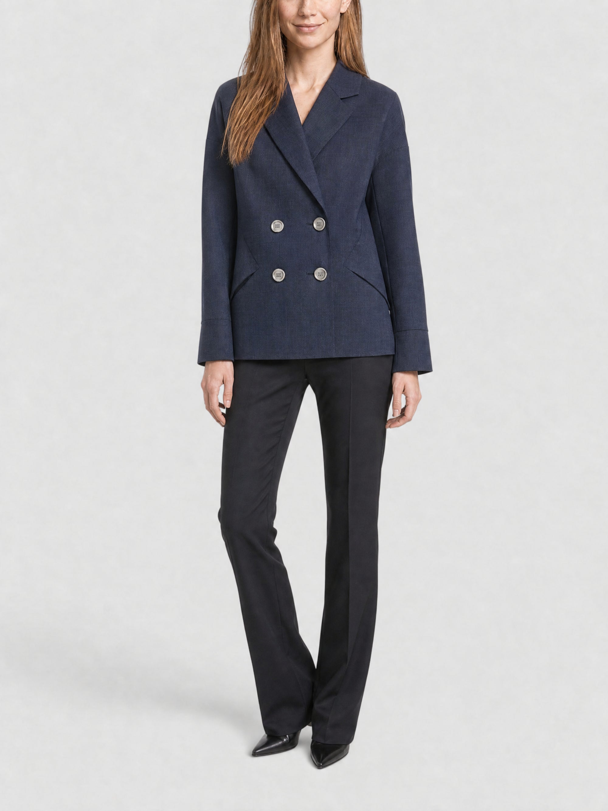 Veste à poignets retroussés en laine - Denim Blue