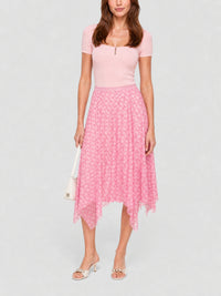 Jupe asymétrique en tulle monogramme 72 - Skin Rose
