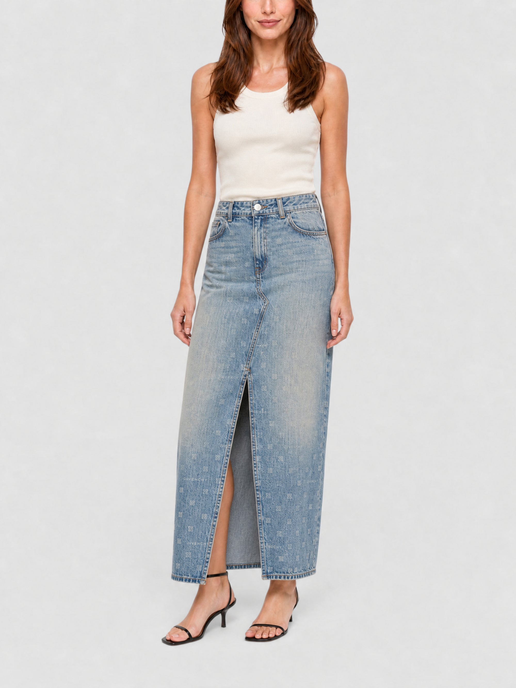 Jupe en denim 4G avec fente - Medium Blue