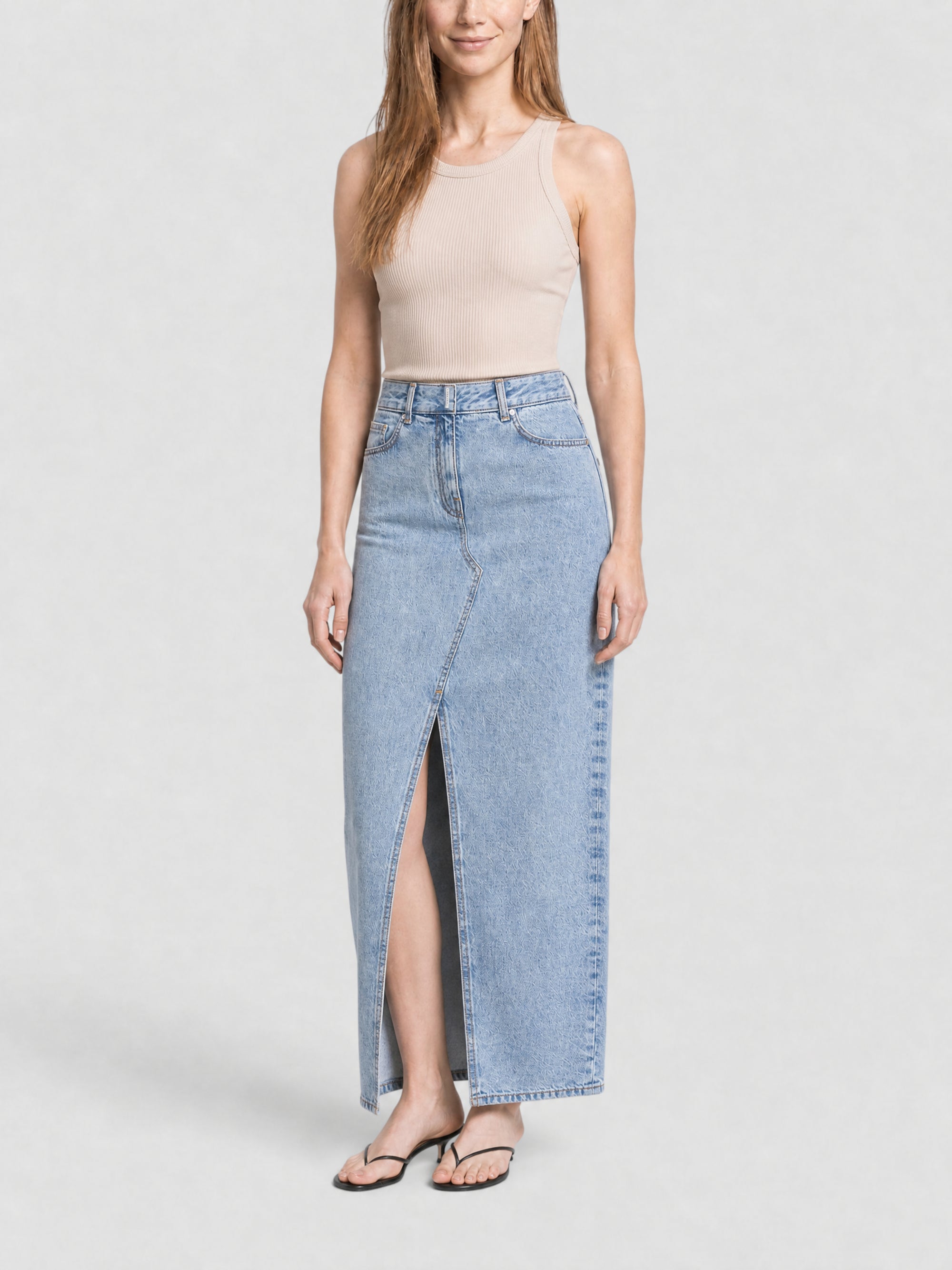 Jupe avec fente en denim - Light Blue