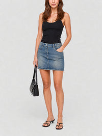 Mini-jupe en denim avec détails chaînes - Medium Blue