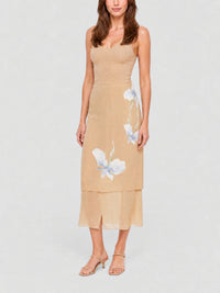 Jupe en soie floral - Beige & Blue