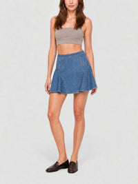 Mini-jupe détail évasé en laine - Medium Blue