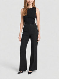 Pantalon de costume évasé Voyou en laine et mohair - Black