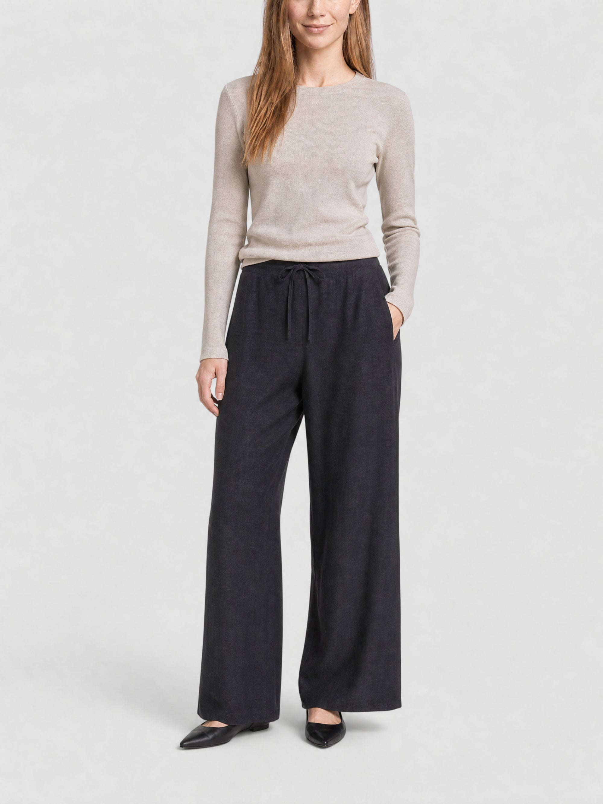 Pantalon en soie et lin à rayures 4G - Black