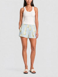 Short court en lin - Blue & Yellow