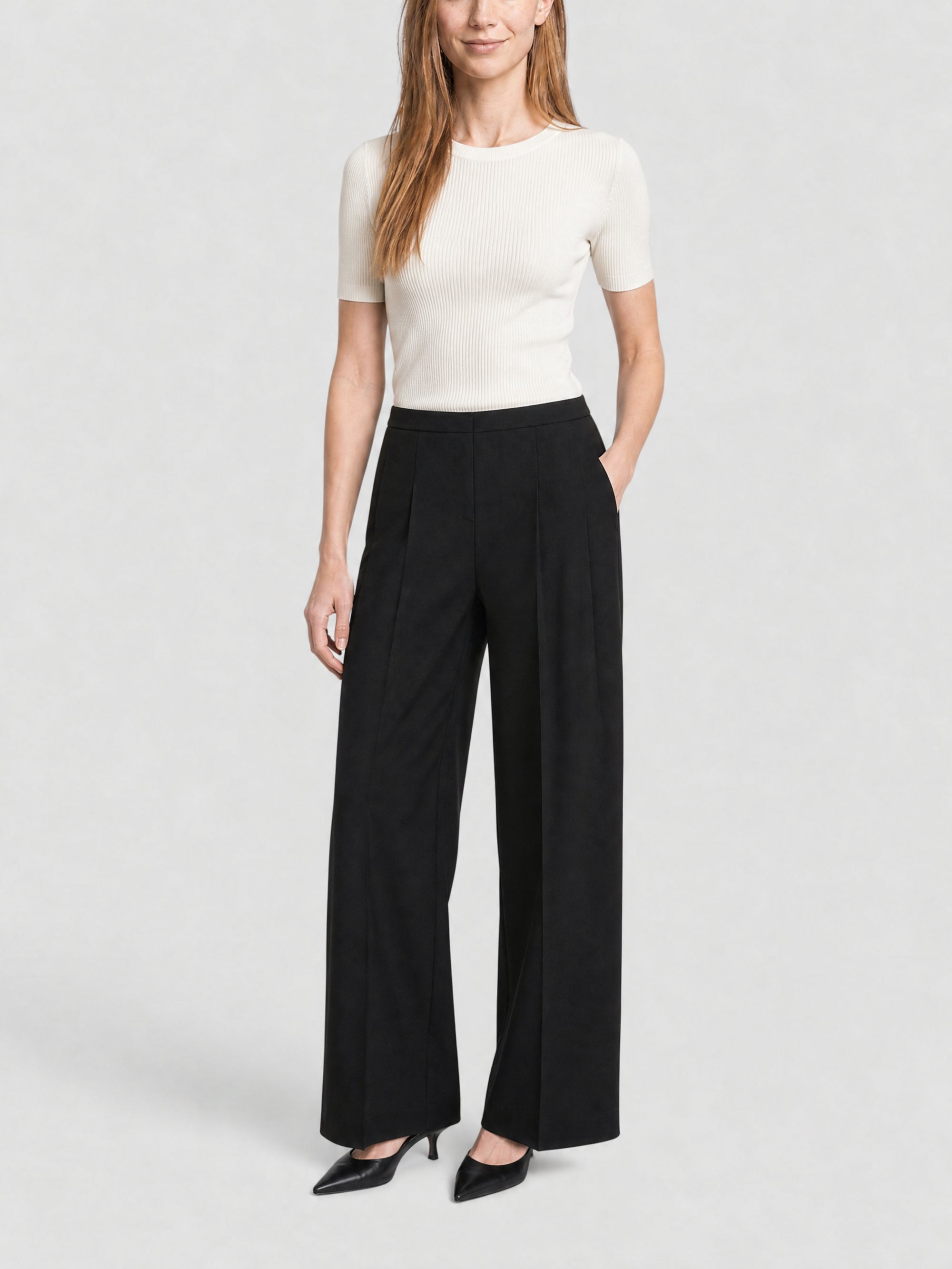 Pantalon à pinces en laine - Black
