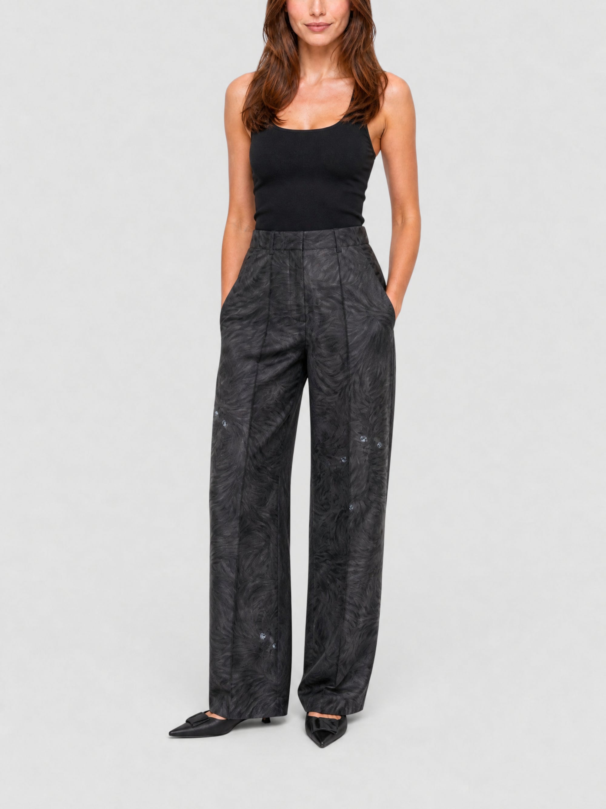 Pantalon tailleur en soie mélangée - Charcoal