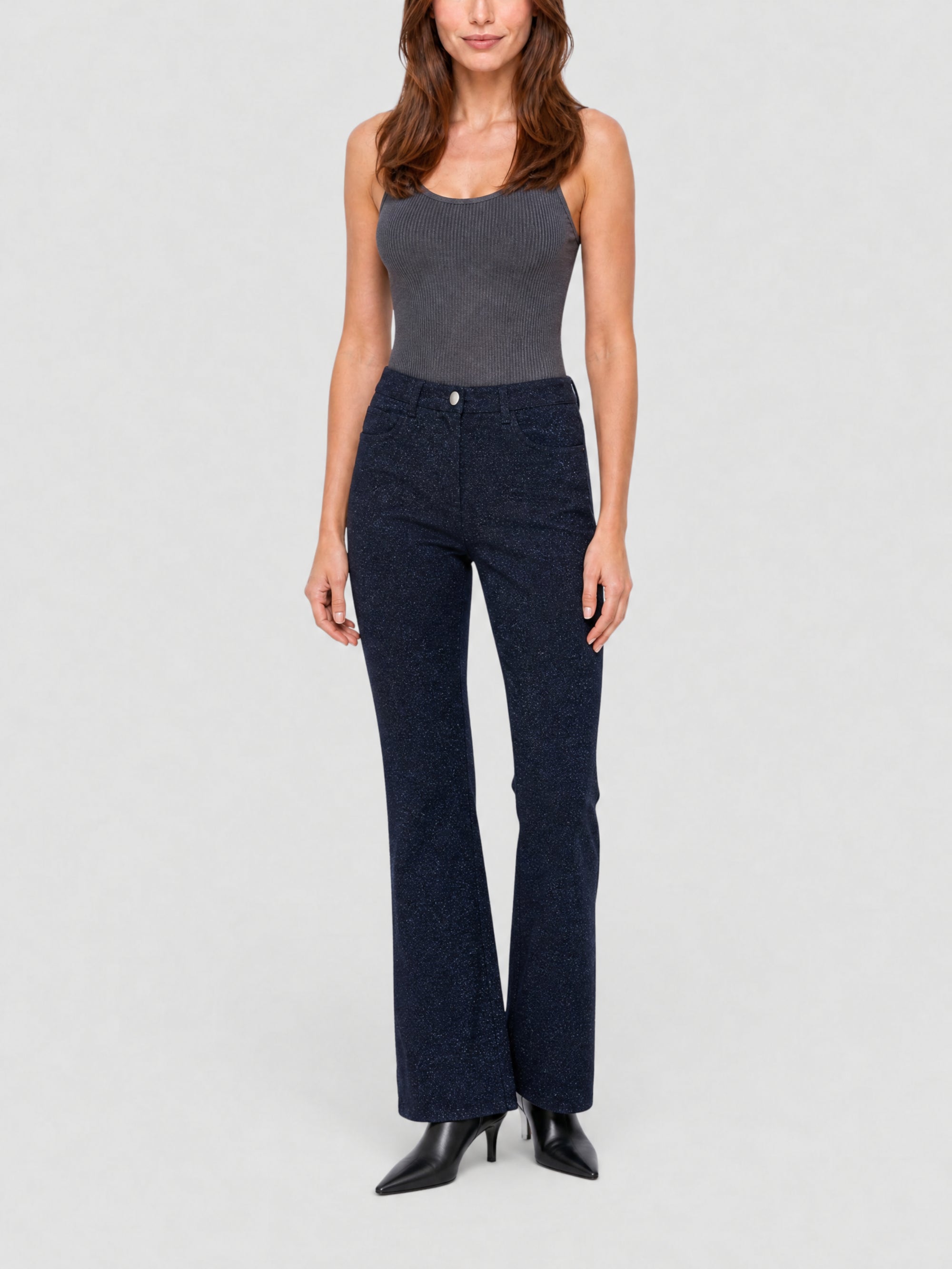 Pantalon boot cut en denim avec détails chaînes - Indigo Blue