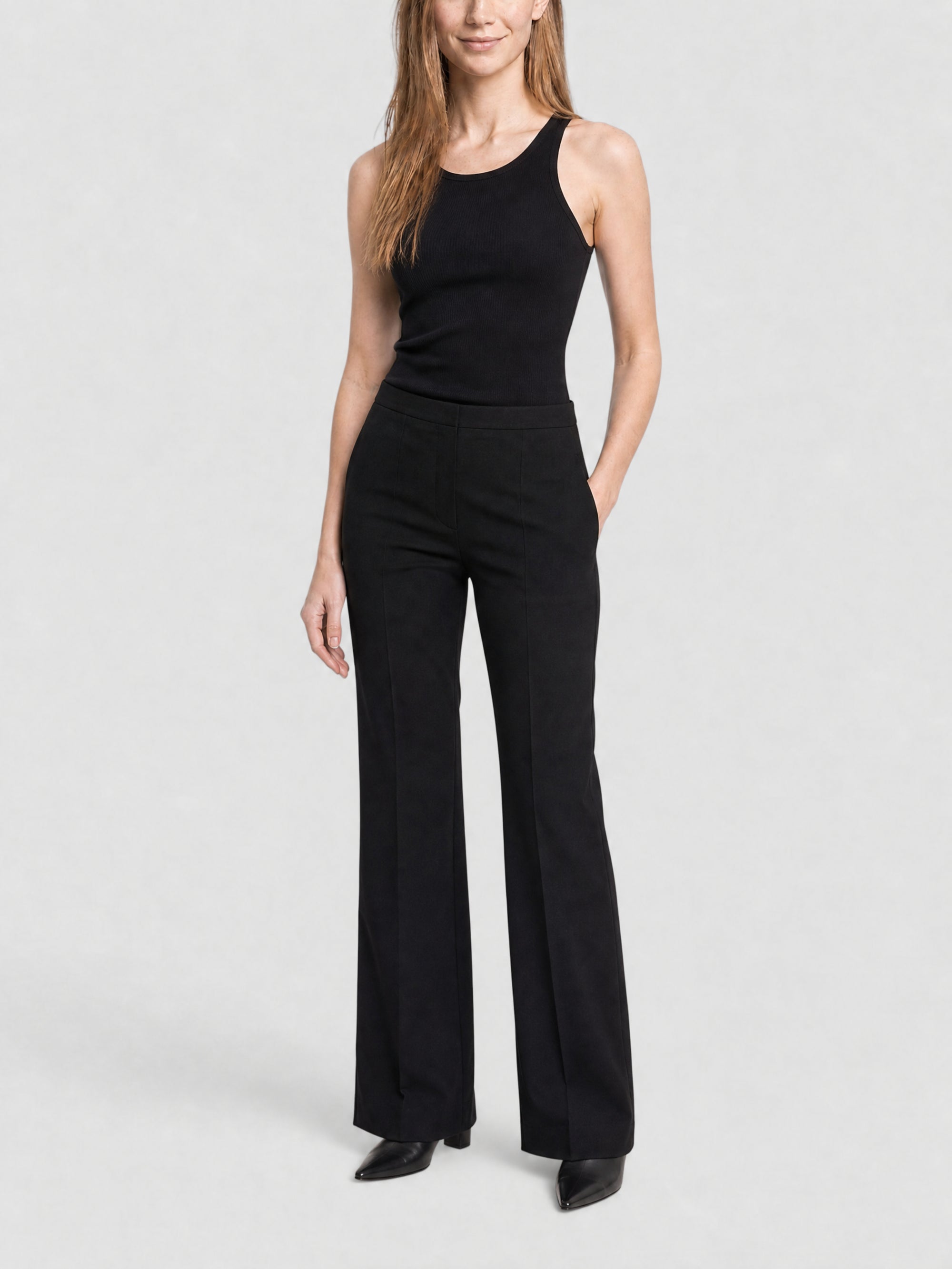 Pantalon tailleur bootcut en laine - Black