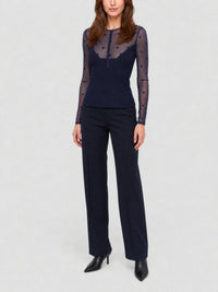 Top manches longues en tulle 4G - Dark Navy