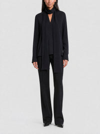 Blouse en soie avec longue lavallière détachable - Black