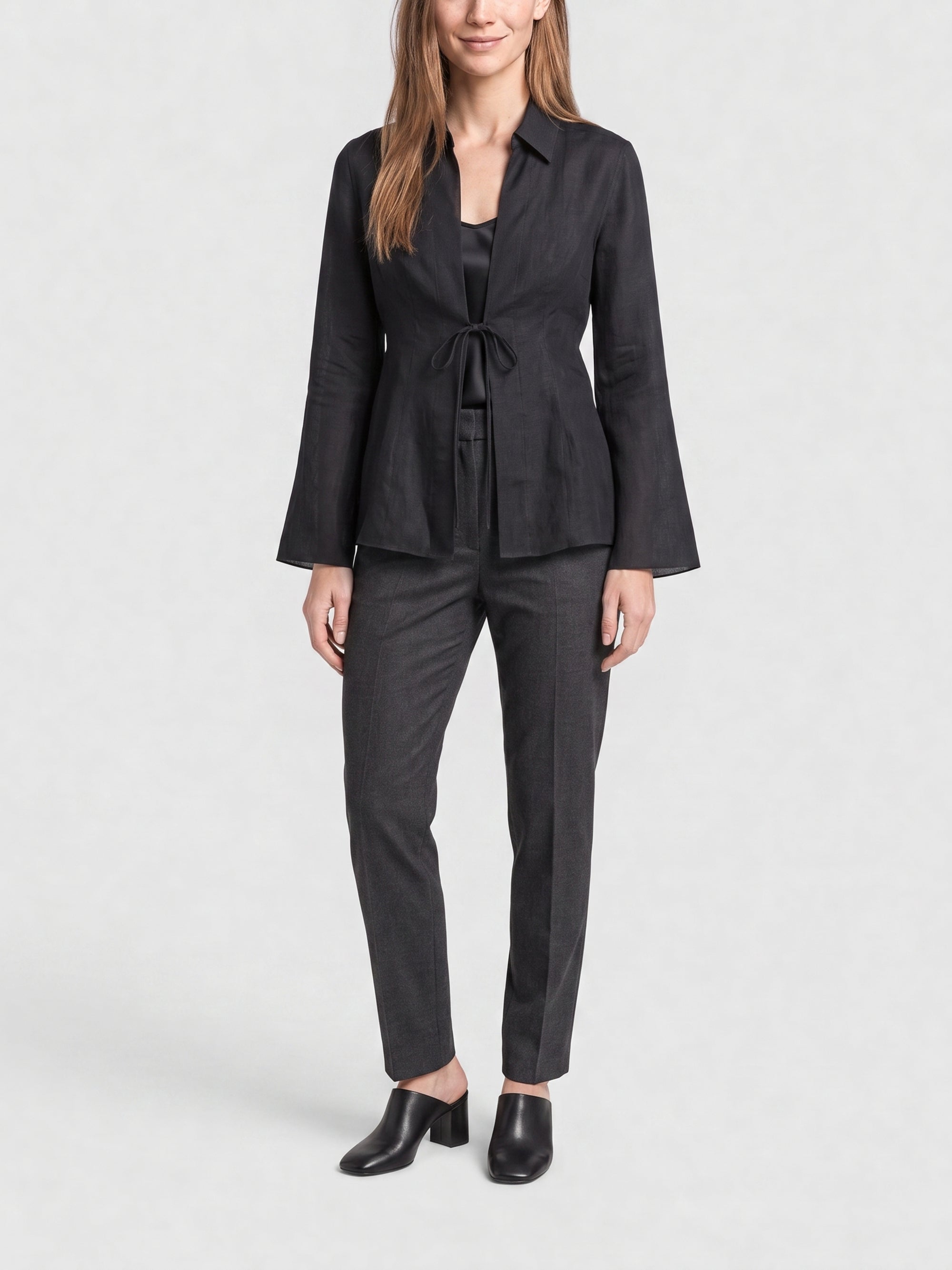 Chemise en soie et lin - Black