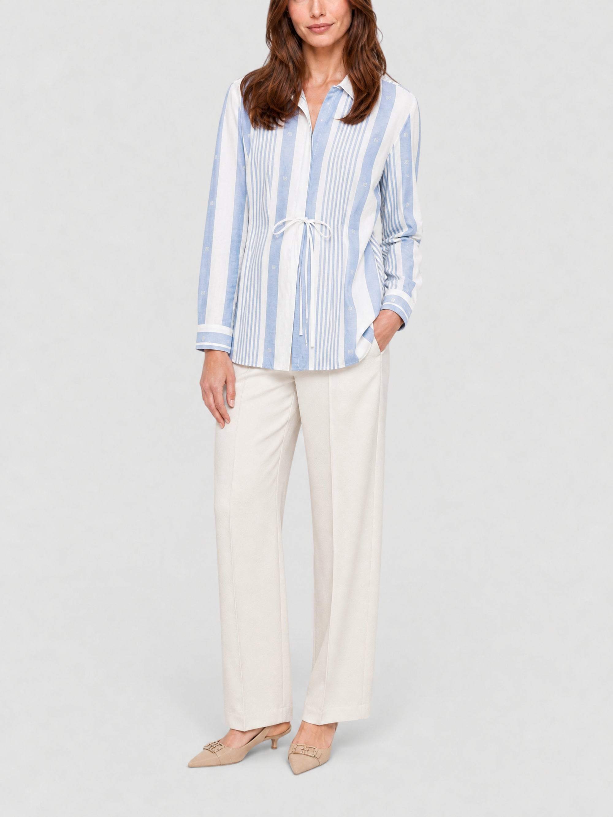 Chemise et lin à rayures 4G - Blue & Off White