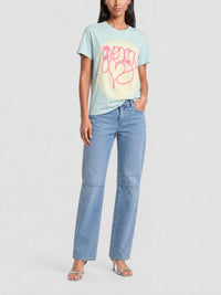 T-shirt tie and dye avec imprimé Love - Aqua Green