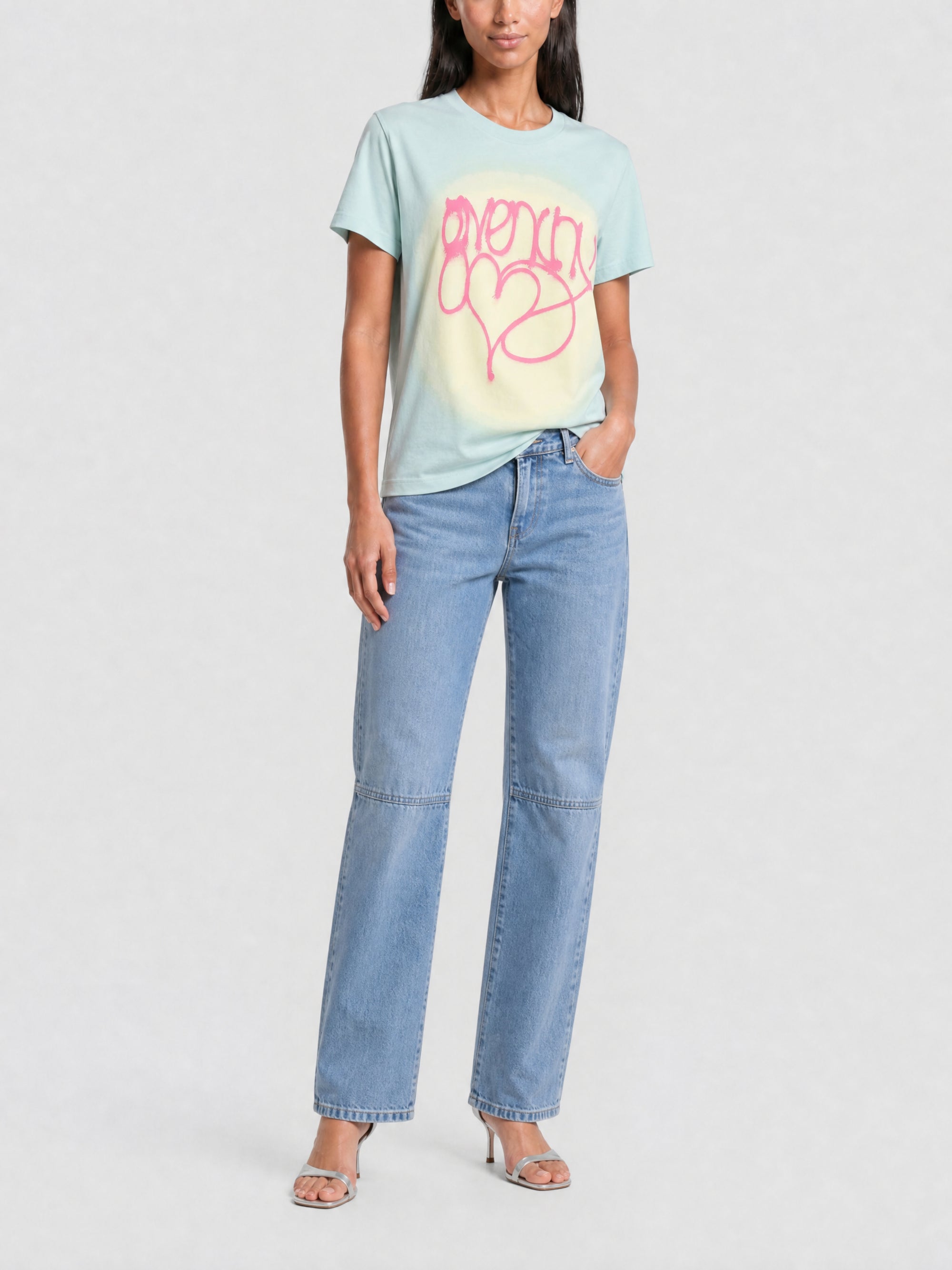 T-shirt tie and dye avec imprimé Love - Aqua Green
