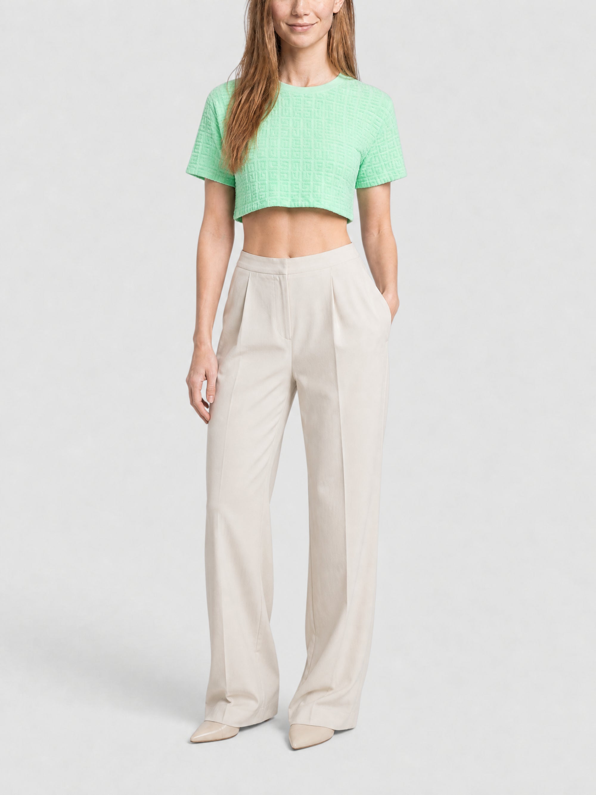 T-shirt cropped éponge 4G - Aqua Green