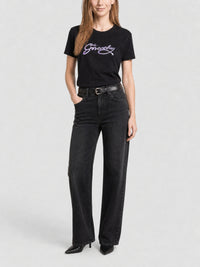 T-shirt monogramme 72 et sequins - Black