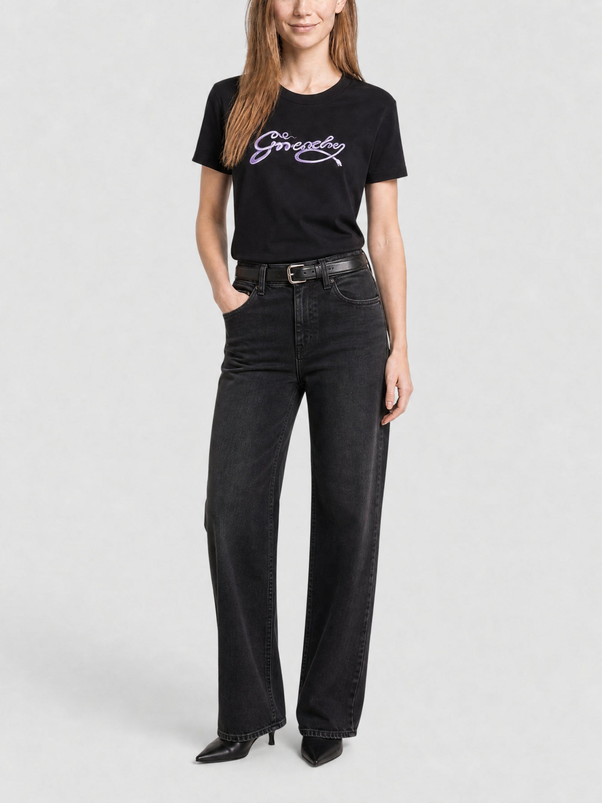 T-shirt monogramme 72 et sequins - Black