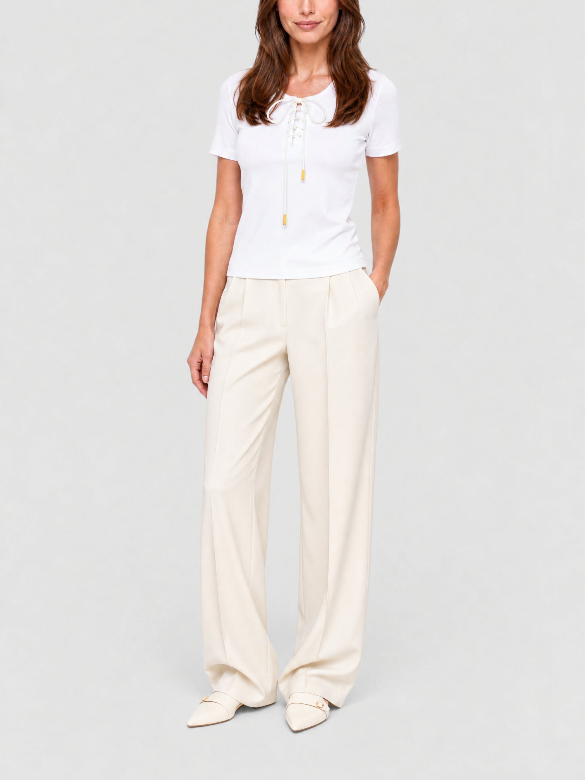 T-shirt manches courtes à lacets - White