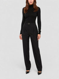 Pull dos ouvert à liens en laine - Black
