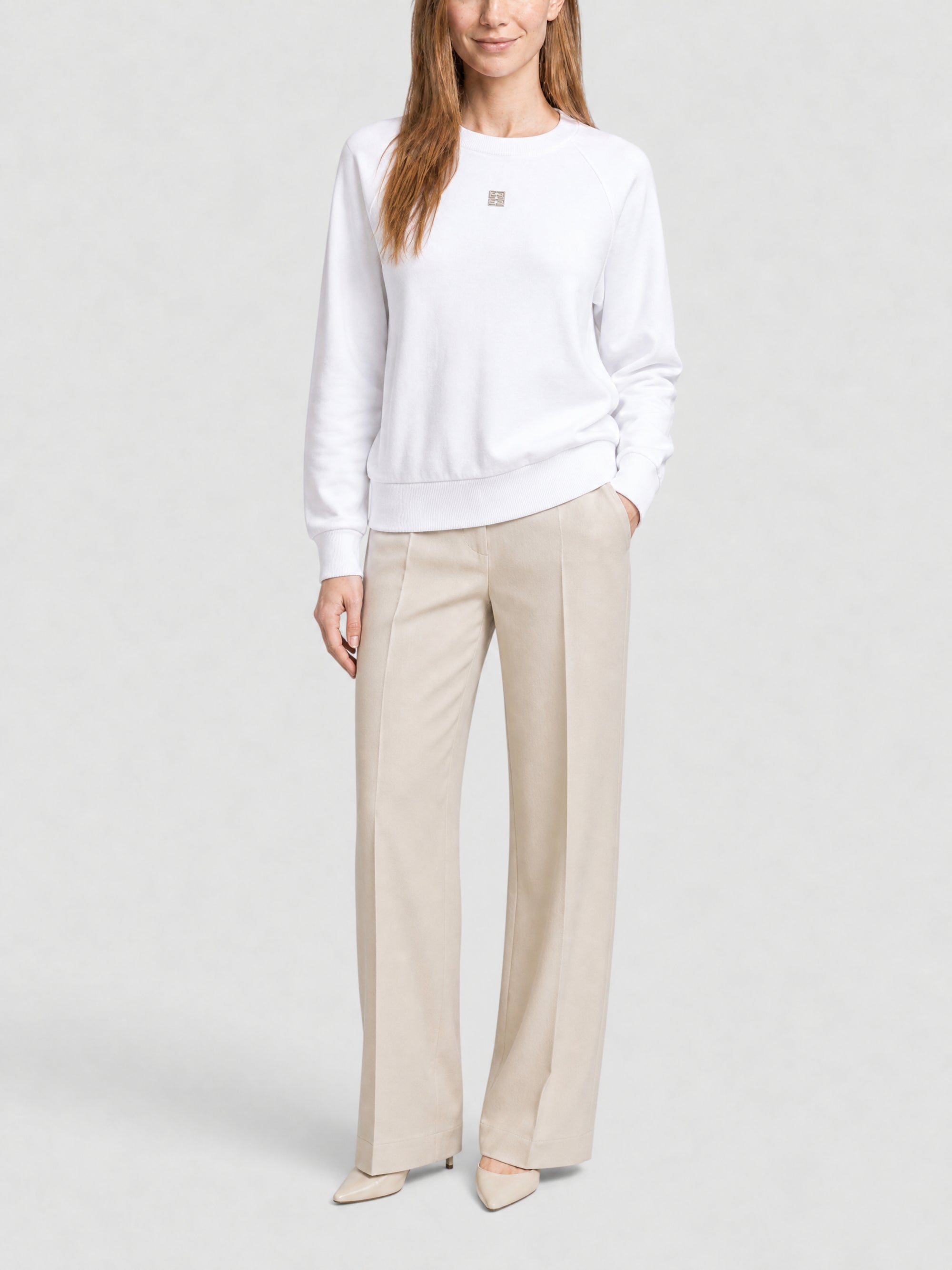 Sweat-shirt Slim en molleton - White
