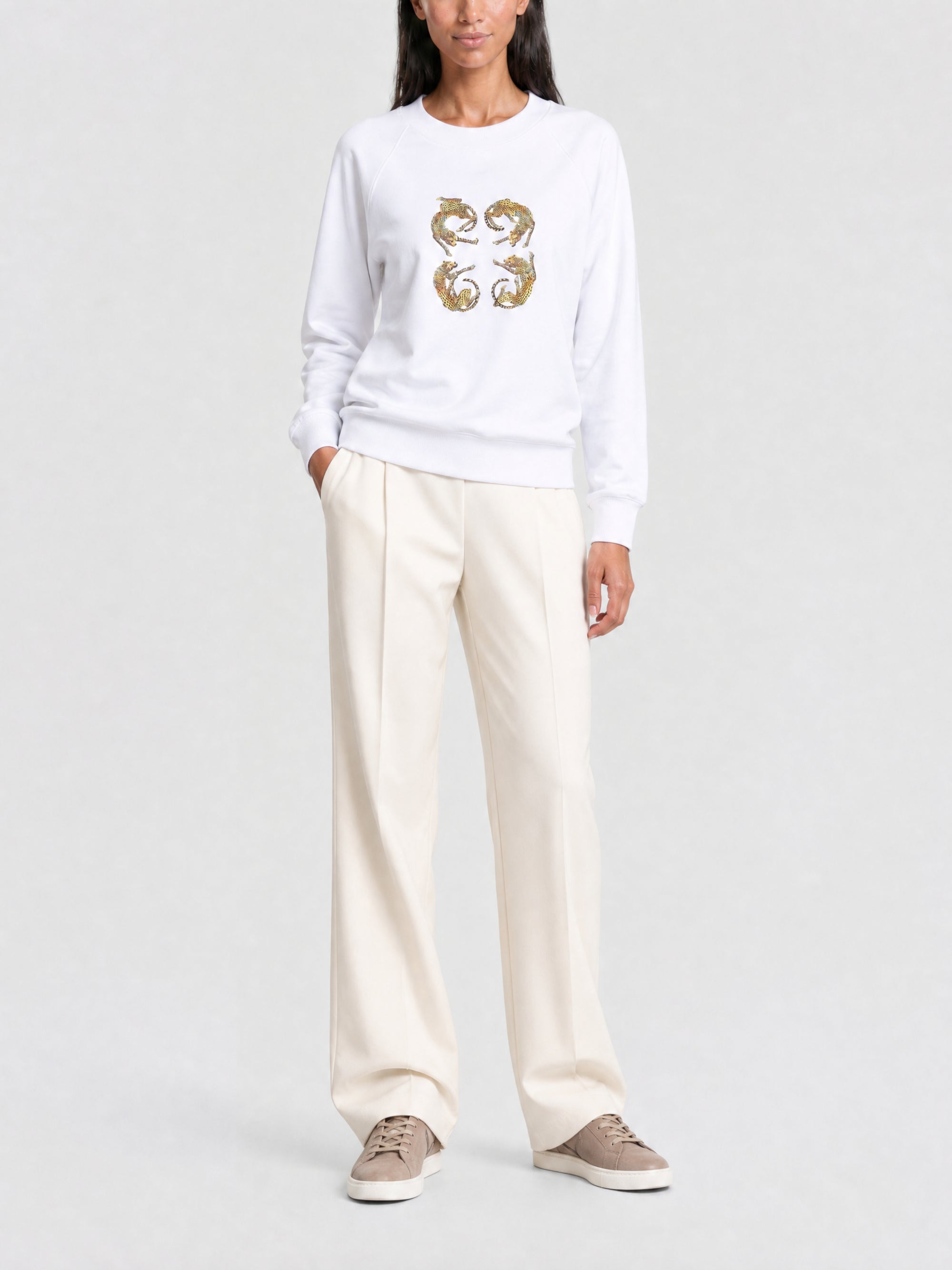 Sweat-shirt Slim en molleton - White