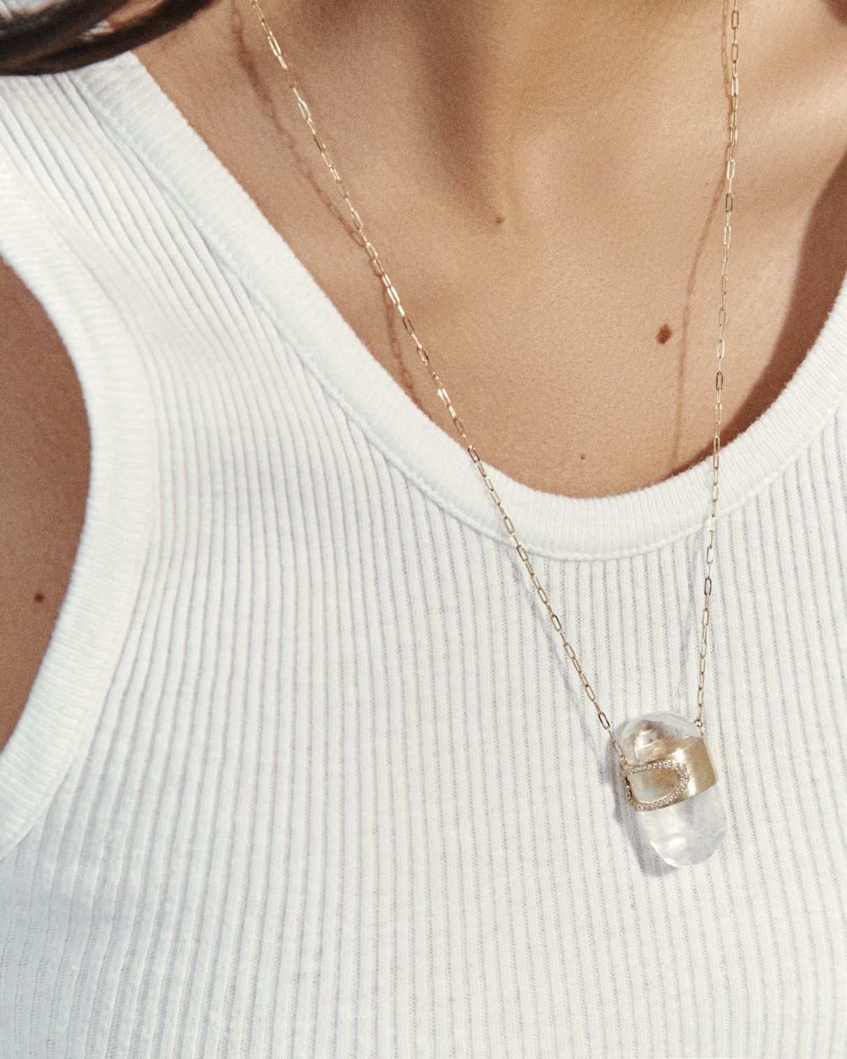 Gigi N°2 necklace in yellow gold - Crystal