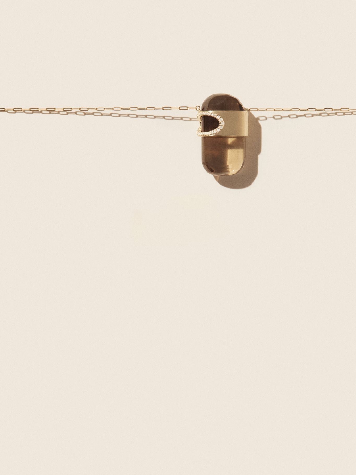 Gigi N°2 necklace in yellow gold - White sapphire & Smoky quartz