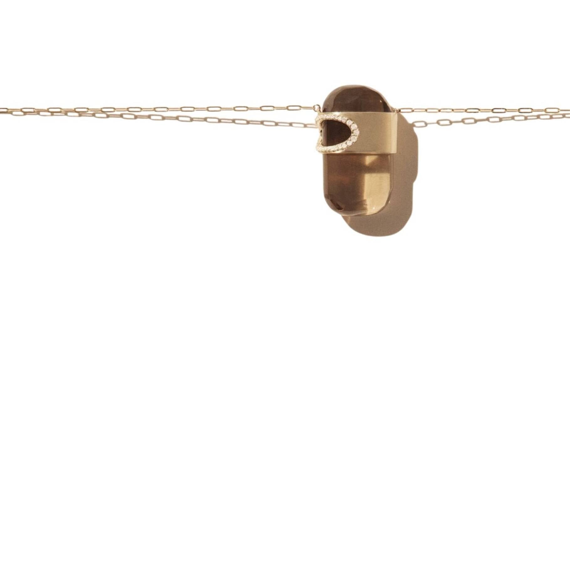 Gigi N°2 necklace in yellow gold - White sapphire & Smoky quartz