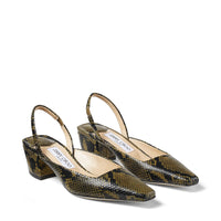 Slingbacks Gini à imprimé serpent 45 en cuir - Dark Olive