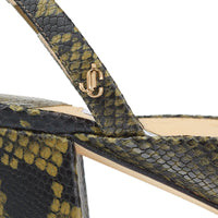 Slingbacks Gini à imprimé serpent 45 en cuir - Dark Olive