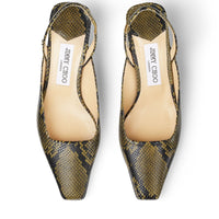 Slingbacks Gini à imprimé serpent 45 en cuir - Dark Olive