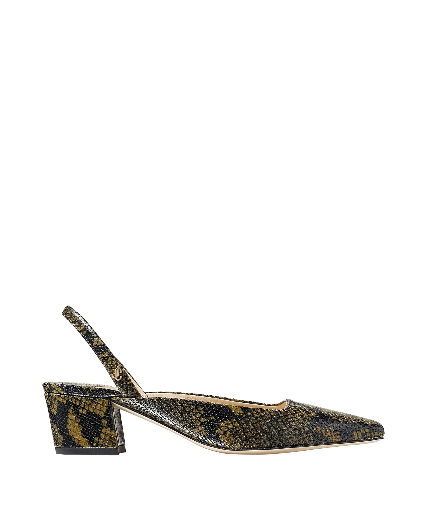 Slingbacks Gini à imprimé serpent 45 en cuir - Dark Olive
