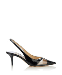 Slingbacks Ginnie 65 en cuir - Black & Clear