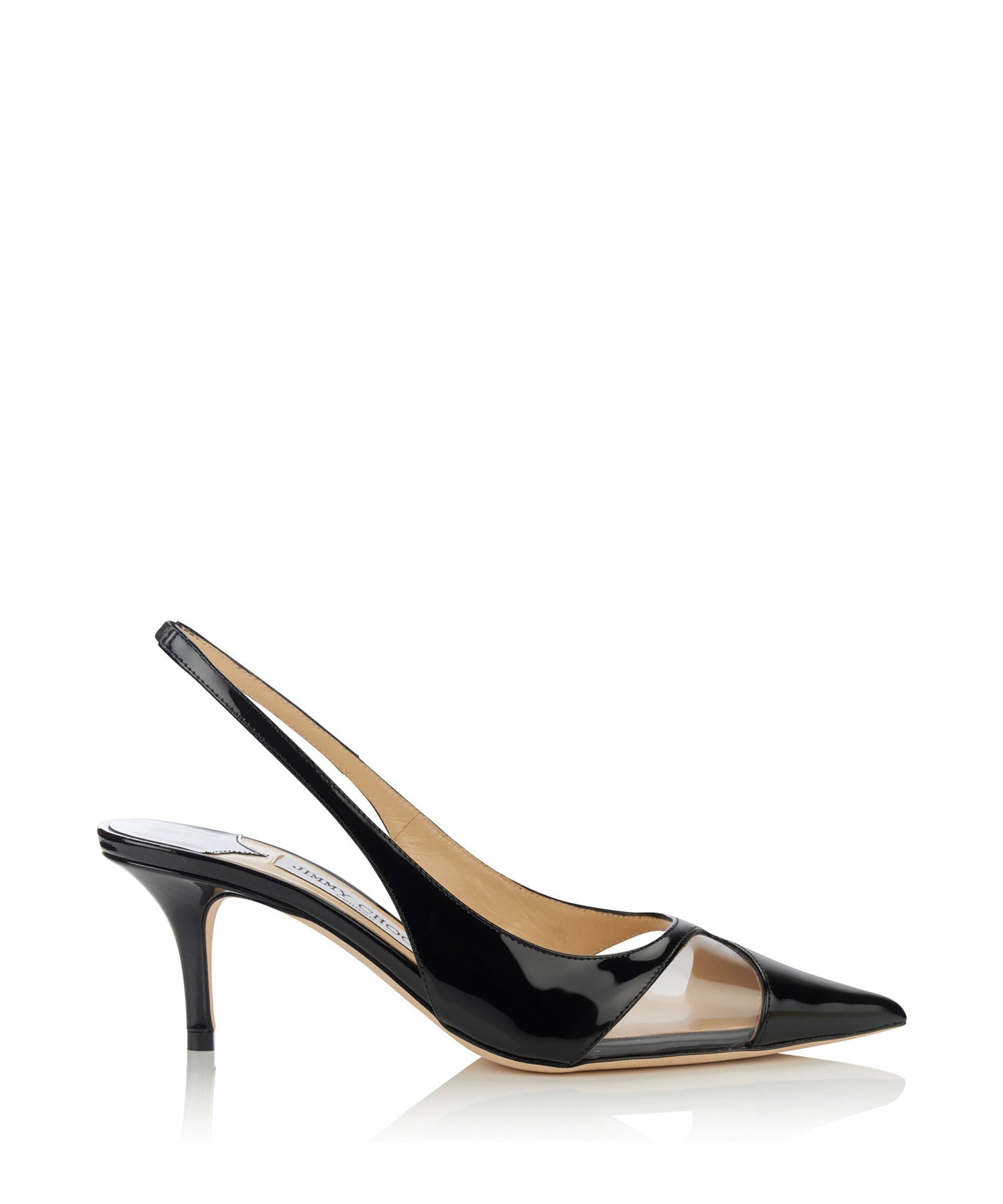 Slingbacks Ginnie 65 en cuir - Black & Clear